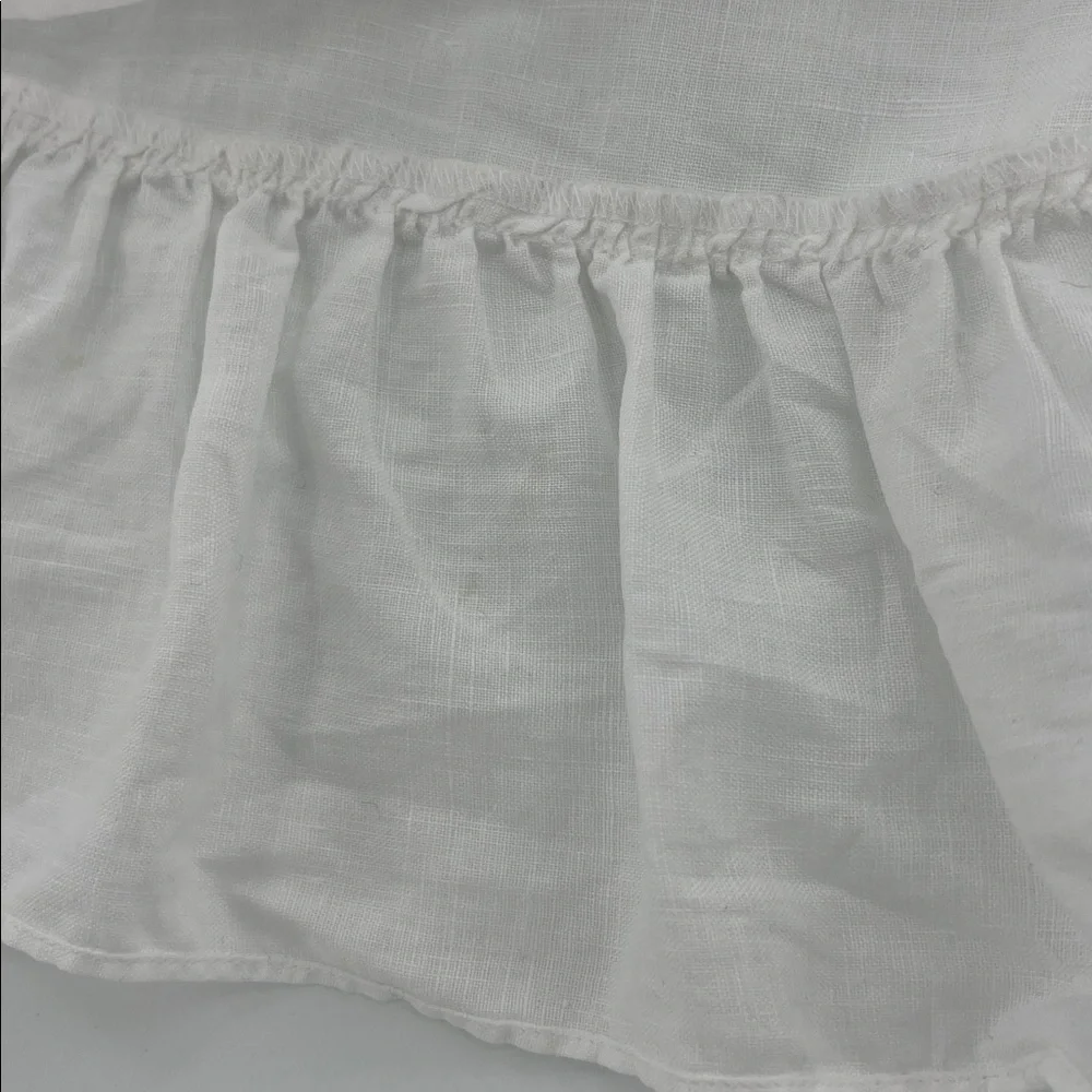 J Crew Linen Ruffle Faux Wrap Skirt White Size 8 resort spring mature vacation - Picture 8 of 11